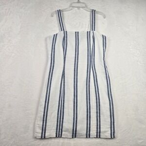 Forever 21 Womens's White And‎ Blue Striped Dress Size Medium Zipper Back